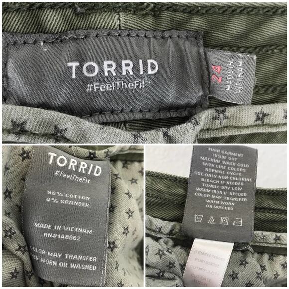 Torrid Military Stretch Twill Mid-Rise Green Shorts Pockets Beach Plus Size 24 - Picture 9 of 10
